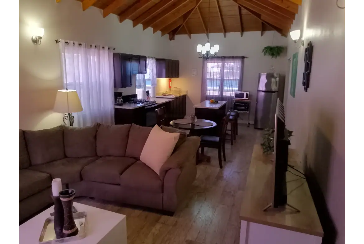 Cozy living space with open-concept kitchen and dining area at 17 Degrees North Realtors in Evis. Perfect for comfortable living and entertaining in a beautiful home.